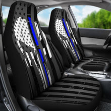 Load image into Gallery viewer, Blue Line Punisher Inspired Car Seat Covers Set Of 2 Universal Fit 234910 - CarInspirations
