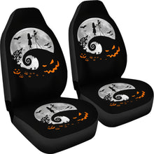 Load image into Gallery viewer, Nightmare Before Christmas Cartoon Car Seat Covers | Jack And Sally Holding Hands Silhouette On Hill Seat Covers Ci092503