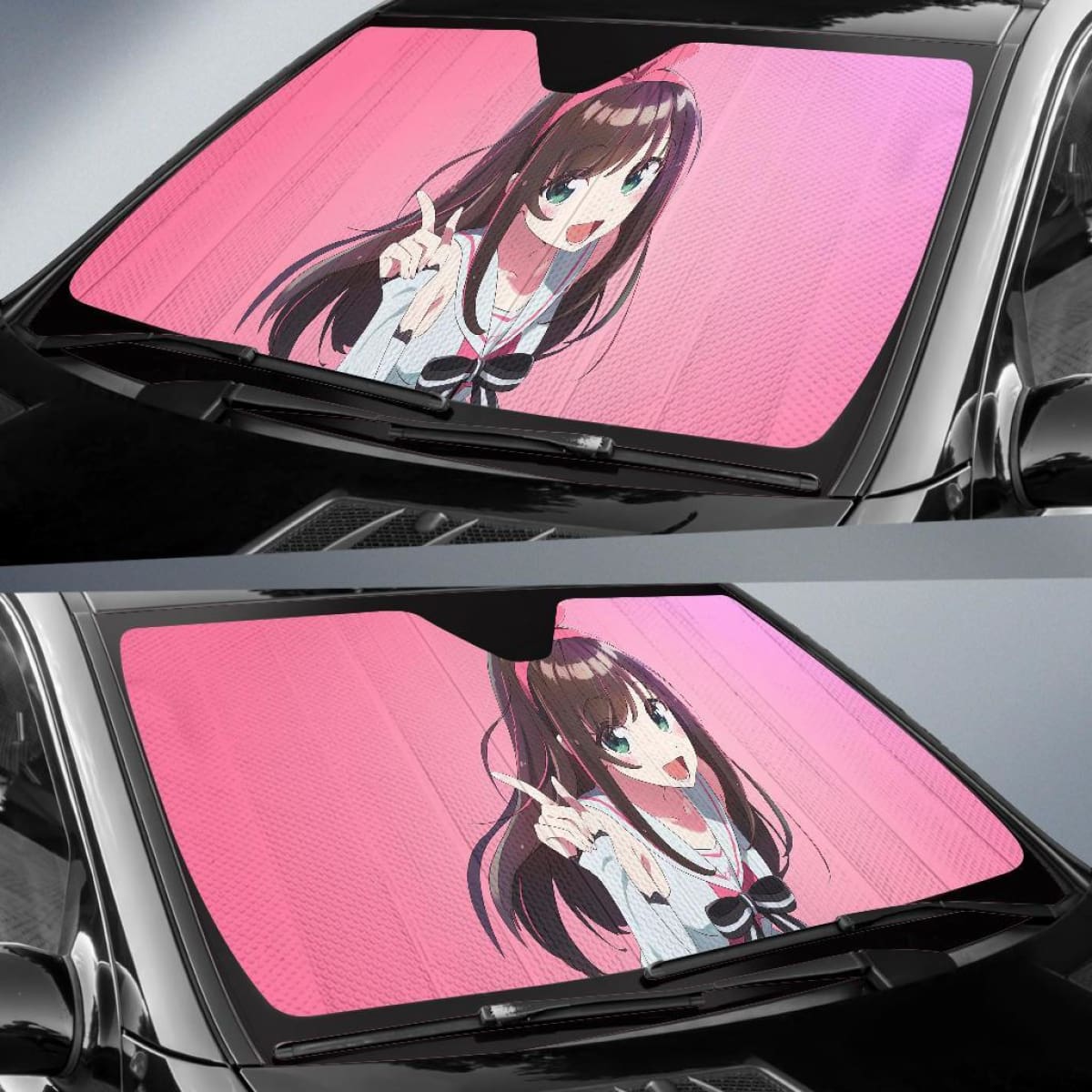 Kizuna Ai Anime Girl Pink 4K Car Sun Shade Universal Fit 225311 Gift Family, Friends, Fan Idea