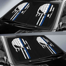 Load image into Gallery viewer, Thin Blue Line Punisher Skull Police Auto Sun Car Shades Universal Fit 195417 - CarInspirations