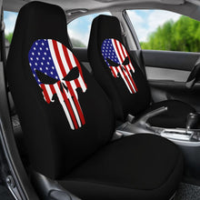 Load image into Gallery viewer, American Flag Punisher Black Car Seat Covers 213003