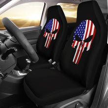Load image into Gallery viewer, American Flag Punisher Black Car Seat Covers 213003