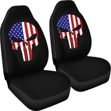 Load image into Gallery viewer, American Flag Punisher Black Car Seat Covers 213003