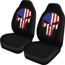 Load image into Gallery viewer, American Flag Punisher Black Car Seat Covers 213003