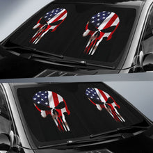 Load image into Gallery viewer, American Flag Punisher Skull Car Auto Sun Shades 213003