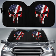 Load image into Gallery viewer, American Flag Punisher Skull Car Auto Sun Shades 213003