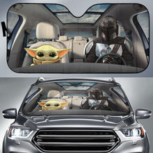 Load image into Gallery viewer, Baby Yoda &amp; Mandalorian Car Auto Sun Shade Star Wars Windshield 094201