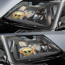 Load image into Gallery viewer, Baby Yoda &amp; Mandalorian Car Auto Sun Shade Star Wars Windshield 094201