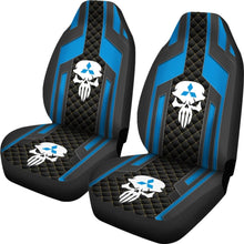 Load image into Gallery viewer, Black Blue Punisher Skull Mitsubishi Car Seat Covers 210801