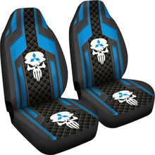 Load image into Gallery viewer, Black Blue Punisher Skull Mitsubishi Car Seat Covers 210801