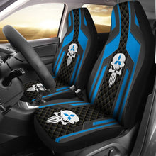 Load image into Gallery viewer, Black Blue Punisher Skull Mitsubishi Car Seat Covers 210801