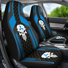 Load image into Gallery viewer, Black Blue Punisher Skull Mitsubishi Car Seat Covers 210801
