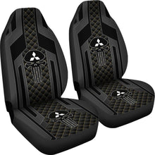 Load image into Gallery viewer, Black Themed Punisher Skull Mitsubishi Car Seat Covers 210801