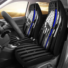 Load image into Gallery viewer, Blue Line Skull Punisher Inspired Car Seat Covers Amazing Gift 101819