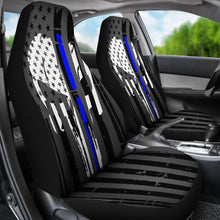 Load image into Gallery viewer, Blue Line Skull Punisher Inspired Car Seat Covers Amazing Gift 101819