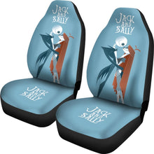 Load image into Gallery viewer, Nightmare Before Christmas Cartoon Car Seat Covers - Jack Skellington And Sally Kissing Retrowave Artwork Seat Covers 094201 - 