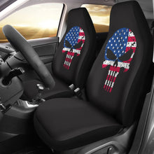 Load image into Gallery viewer, Punisher Skull American Flag Car Seat Covers 213003