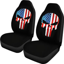 Load image into Gallery viewer, Punisher Skull Military American Flag Car Seat Covers 213003