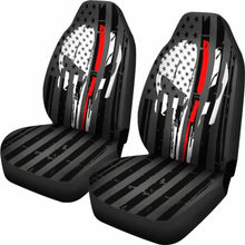 Load image into Gallery viewer, Red Thin Line Punisher Car Seat Covers Set Of 2 182417