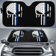 Load image into Gallery viewer, Thin Blue Line Punisher Skull Police Auto Sun Car Shades 172609