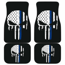 Load image into Gallery viewer, Thin Blue Line Punisher Skull Police Car Mats Set Of 4 182417