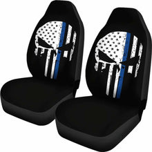 Load image into Gallery viewer, Thin Blue Line Punisher Skull Police Car Seat Covers 182417