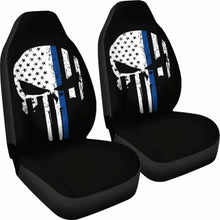 Load image into Gallery viewer, Thin Blue Line Punisher Skull Police Car Seat Covers 182417