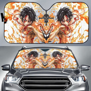 Ace On Fire One Piece Anime Auto Sun Shade Nh06 Universal Fit 111204 - CarInspirations