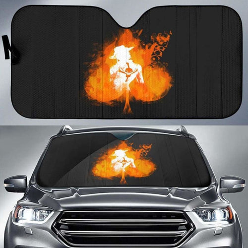 Ace On Fire One Piece Car Auto Sun Shades Universal Fit 051312 - CarInspirations