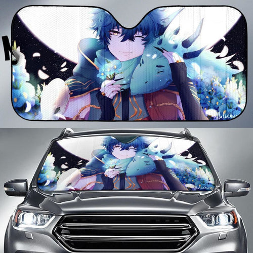 Anime Boy Dragon Blue Flowers 4K Car Sun Shade Universal Fit 225311 - CarInspirations