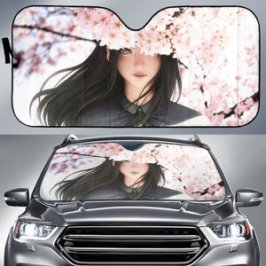 Anime Girl Beautiful Cherry Blossom Sakura Hd Car Sun Shade Universal Fit 225311 - CarInspirations