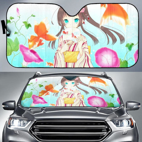 Anime Girl Blue Eyes Hd Car Sun Shade Universal Fit 225311 - CarInspirations