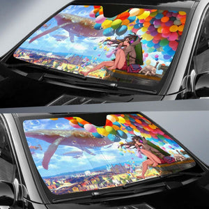 Anime Girl Colorful Balloons Car Sun Shade Universal Fit 225311 - CarInspirations