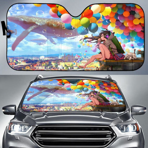 Anime Girl Colorful Balloons Car Sun Shade Universal Fit 225311 - CarInspirations