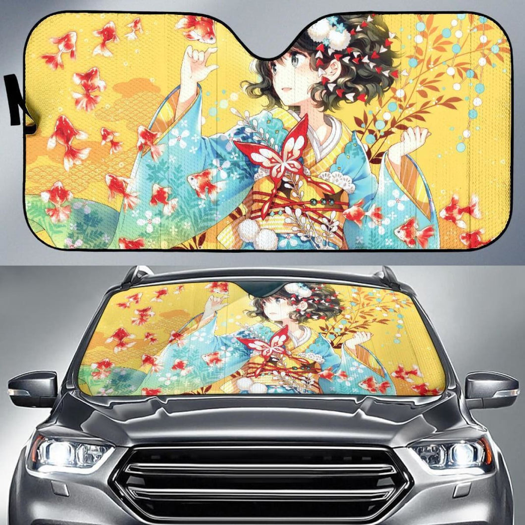 Anime Girl Fishes Hd 4K Car Sun Shade Universal Fit 225311 - CarInspirations