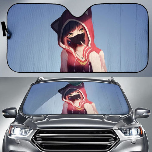 Anime Girl Hoodie Hd Car Sun Shade Universal Fit 225311 - CarInspirations