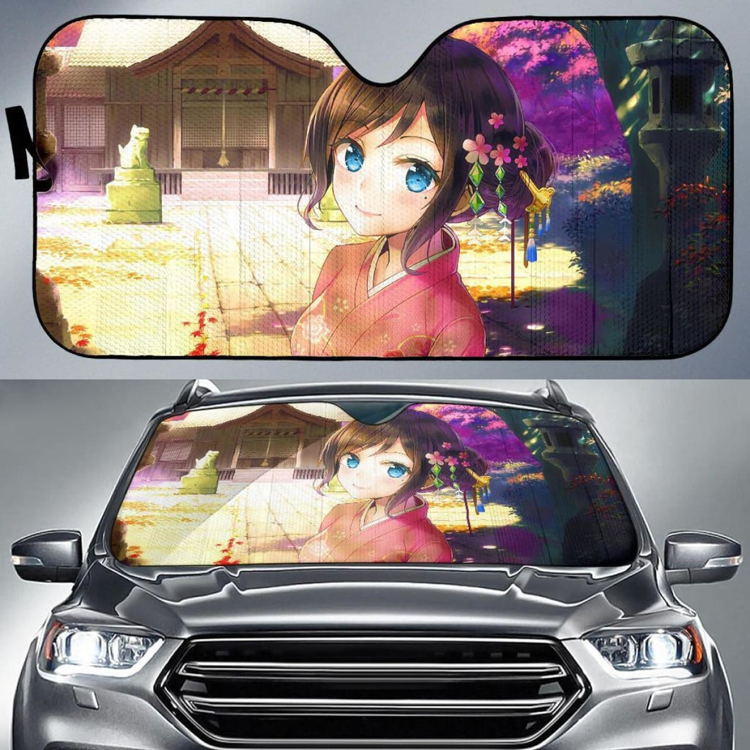 Anime Girl Kimono Girl Hd Car Sun Shade Universal Fit 225311 - CarInspirations