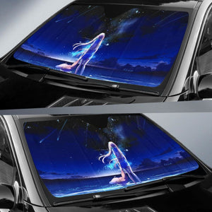 Anime Girl Night Sea Beach Blue 4K Car Sun Shade Universal Fit 225311 - CarInspirations