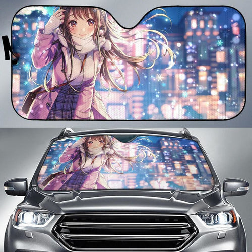 Anime Girl Snow Hd Car Sun Shade Universal Fit 225311 - CarInspirations