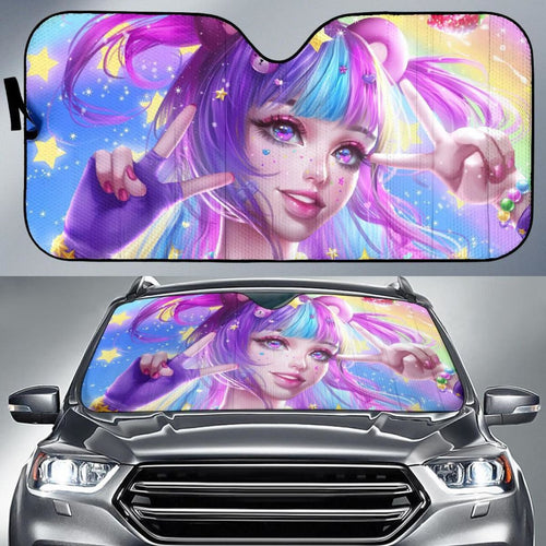 Anime Girl Strawberry Rainbow Colorful Hd Car Sun Shade Universal Fit 225311 - CarInspirations