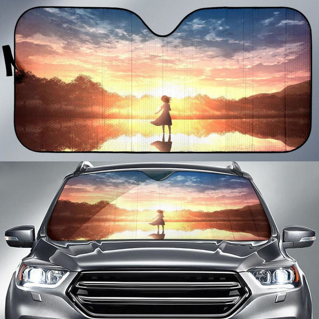 Anime Girl Sunset 4K Car Sun Shade Universal Fit 225311 - CarInspirations