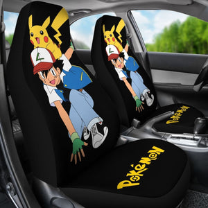 Ask Ketchum & Pikachu Car Seat Cover Pokemon Anime H200221 Universal Fit 225311 - CarInspirations