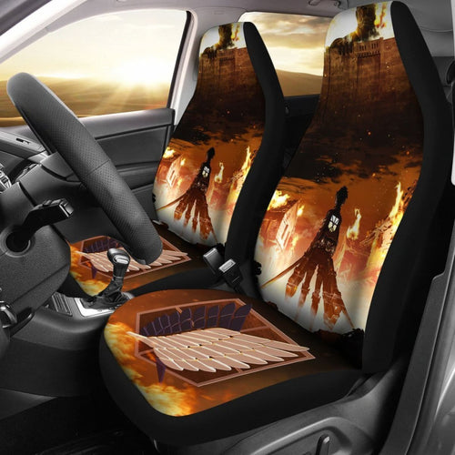 Attack On Titan On Fire Car Seat Covers Lt03 Universal Fit 225721 - CarInspirations
