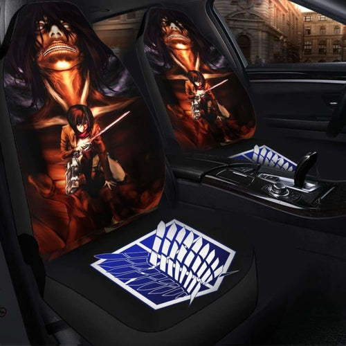 Attack On Titan Mikasa Seat Covers 101719 Universal Fit - CarInspirations