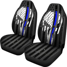 Load image into Gallery viewer, Blue Line Punisher Inspired Car Seat Covers Set Of 2 Universal Fit 234910 - CarInspirations