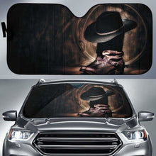 Load image into Gallery viewer, Boots &amp; Hat &amp; Ropes of Cowboy Vintage theme car auto sunshades 918b Universal Fit - CarInspirations
