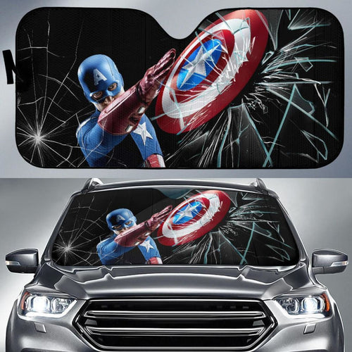 Captain America Car Auto Sun Shade Broken Windshield Funny Universal Fit 174503 - CarInspirations
