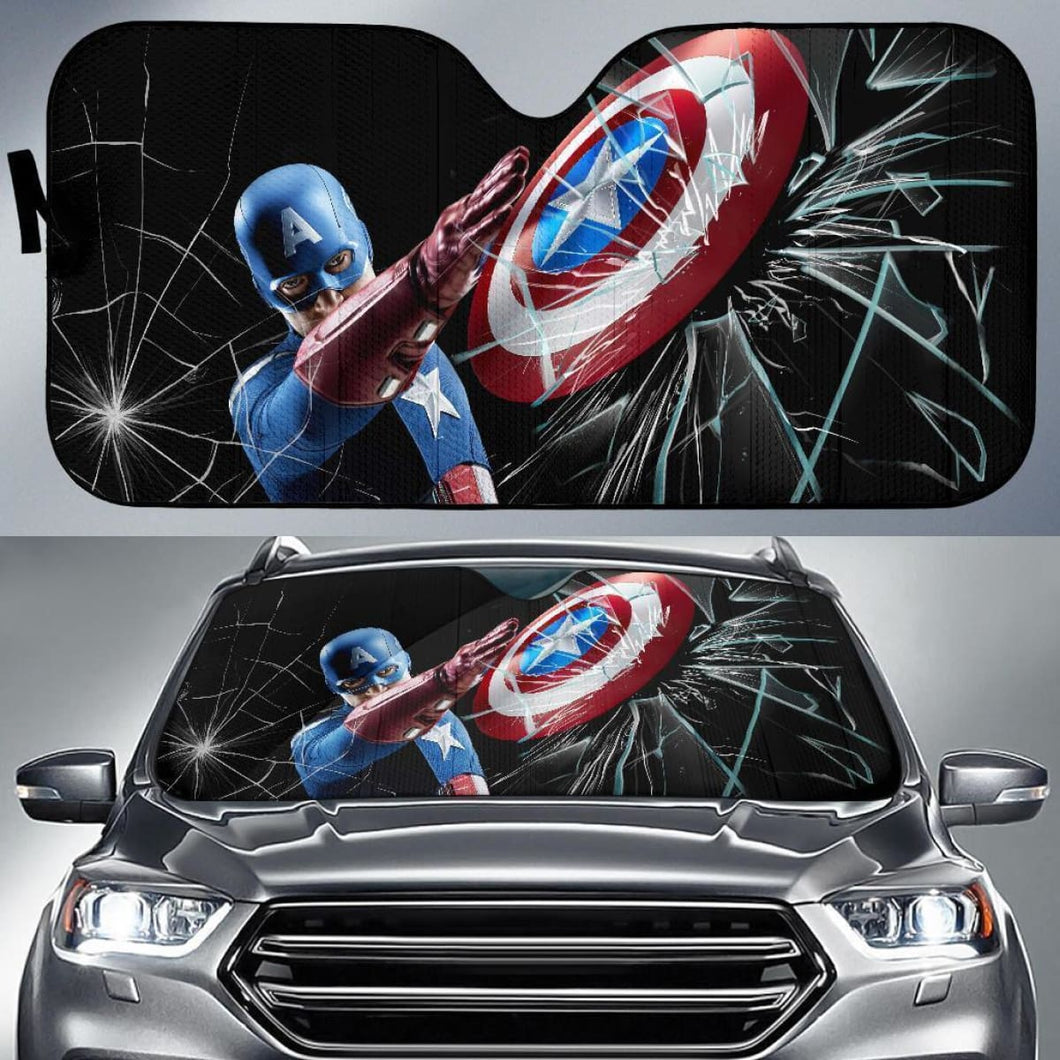 Captain America Car Auto Sun Shade Broken Windshield Funny Universal Fit 174503 - CarInspirations