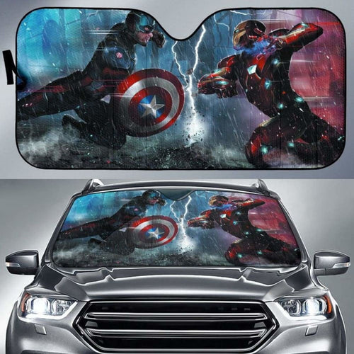 Captain america vs Iron man auto sun shades 918b Universal Fit - CarInspirations