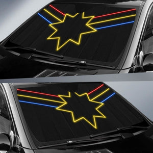 Captain Marvel Logo Neon Sunshade Universal Fit 225311 - CarInspirations